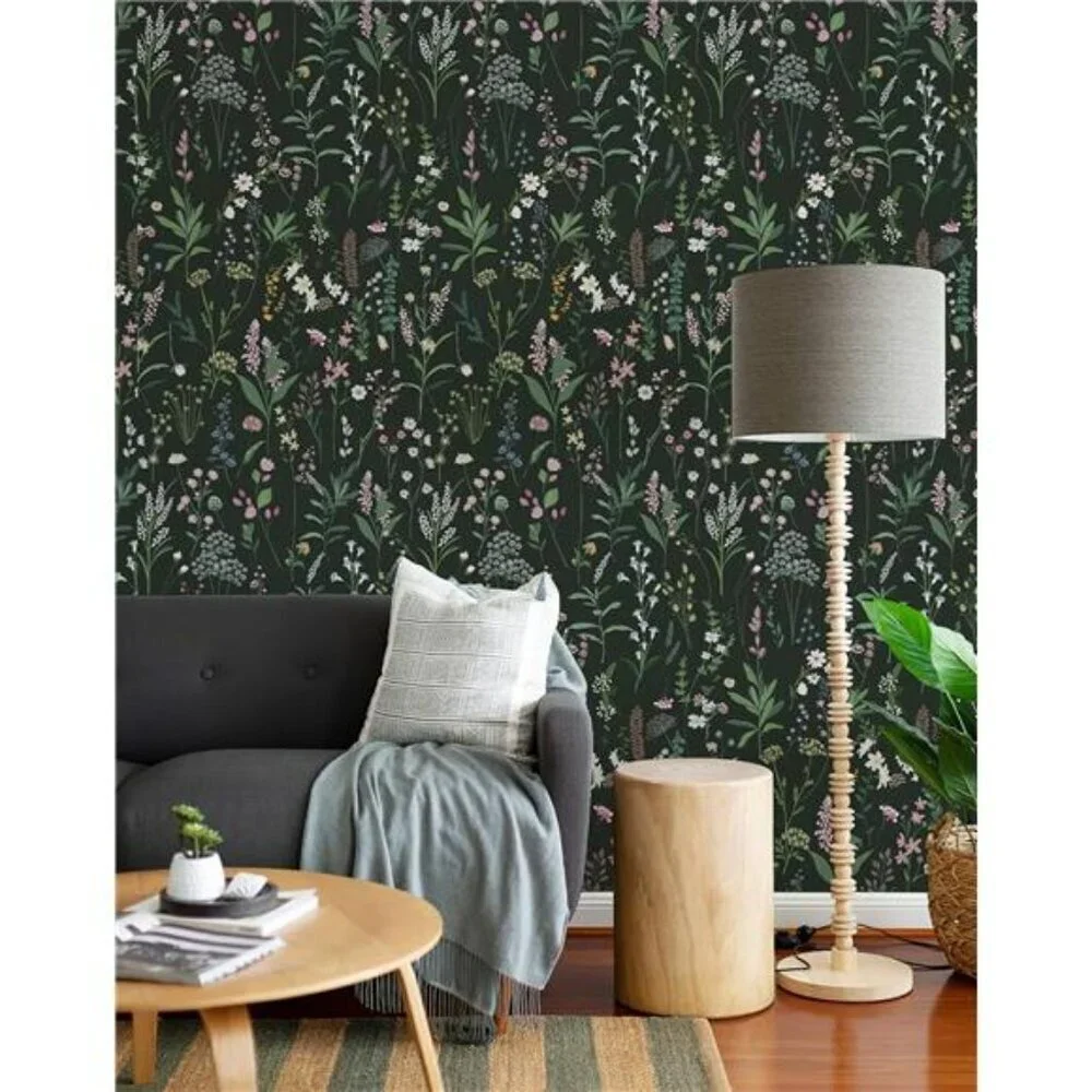 Floral Peel and Stick Wallpaper Dark Wildflower Contact Paper for Walls Decor